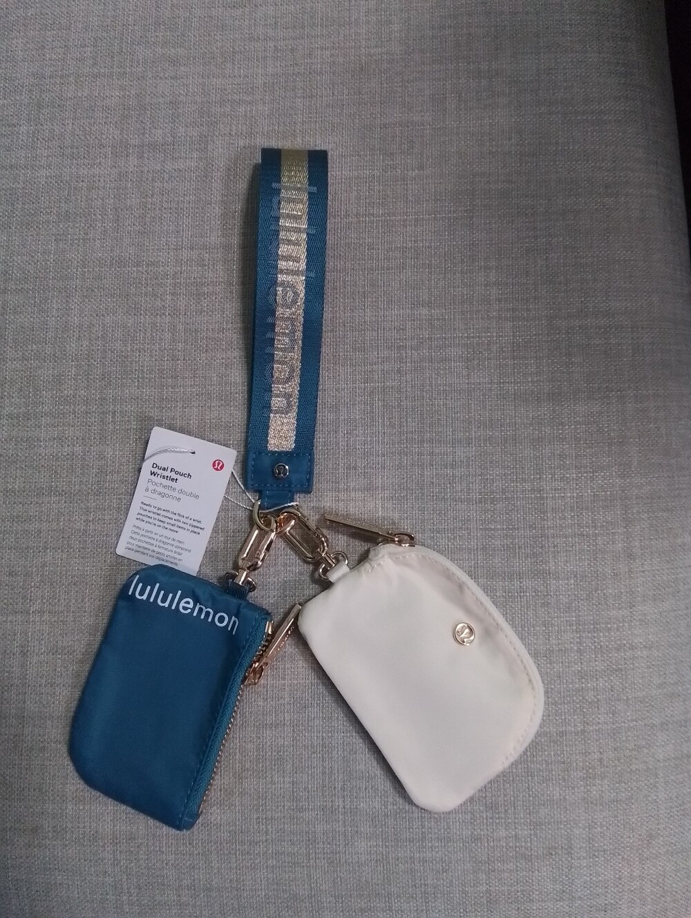 lululemon athletica Dual Pouch Wristlet Keychain - Teal & Cream